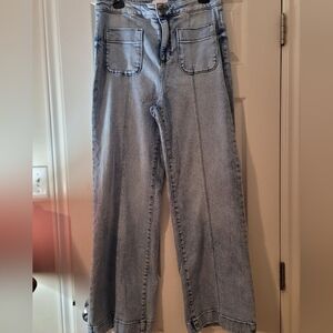 Light Blue High Waisted Wide & Flare Leg Jeans